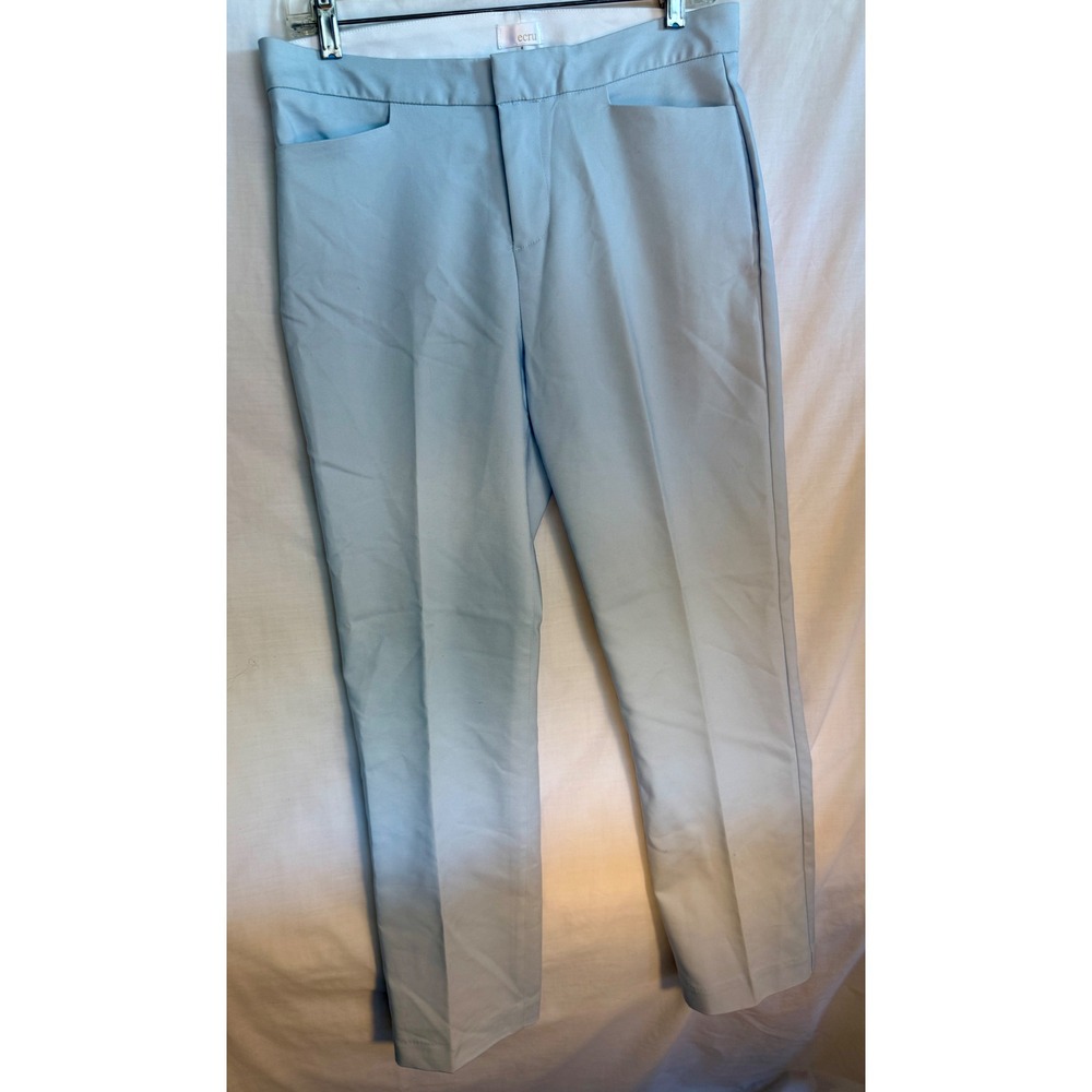 Ecru Light Blue Slim Fit Dress Pants Business Casual Trousers Women Size 8